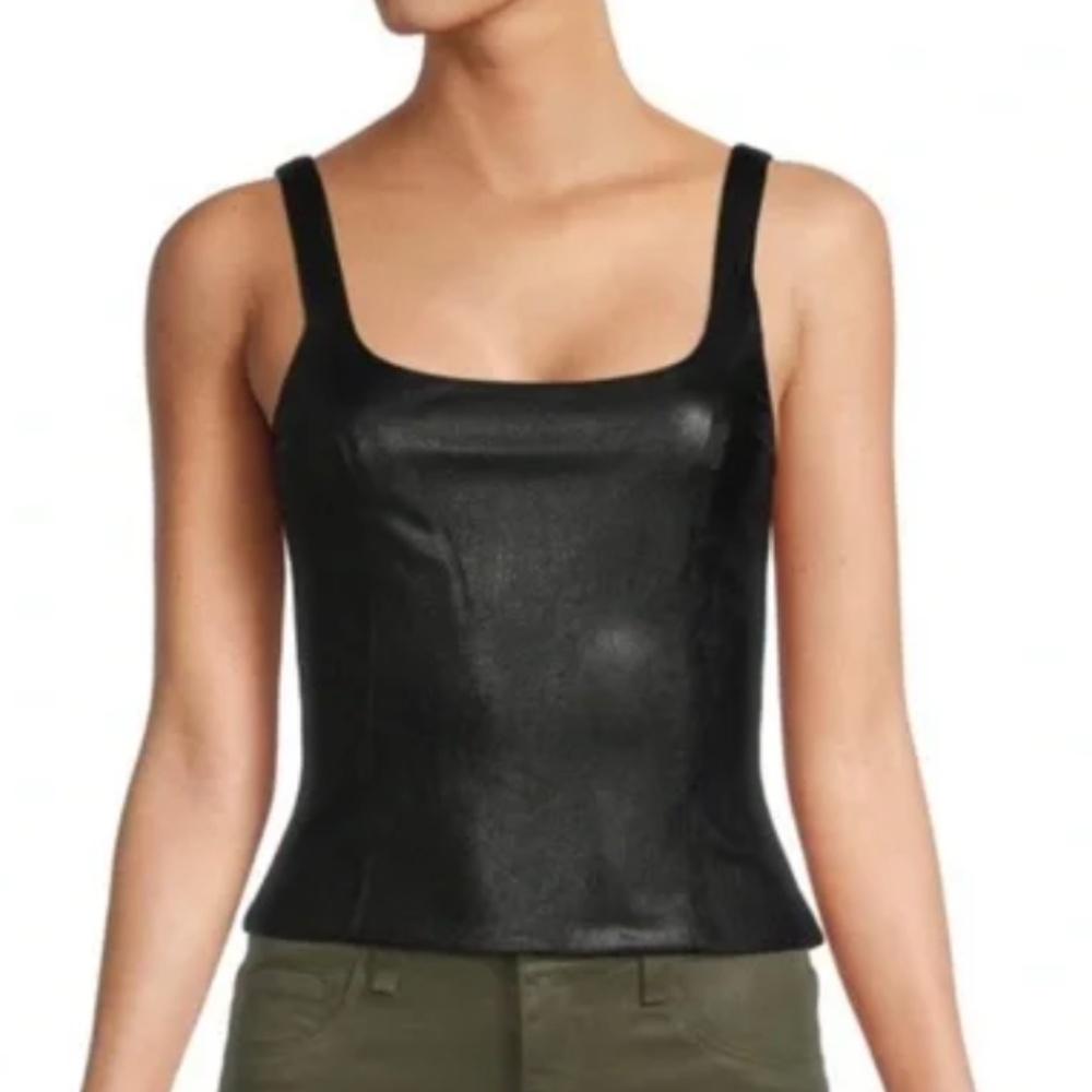 NWT Amanda Uprichard Black Faux Leather Tank (Size L)
